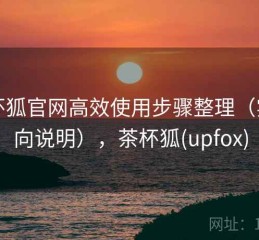 茶杯狐官网高效使用步骤整理（实用向说明），茶杯狐(upfox)